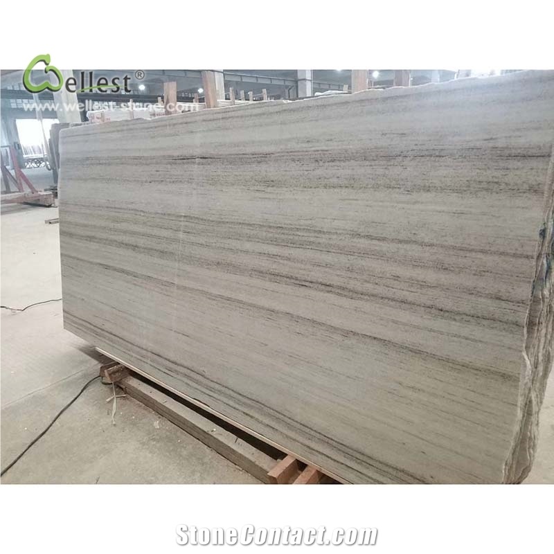 White Marble Slab with Slim Stripe Texture