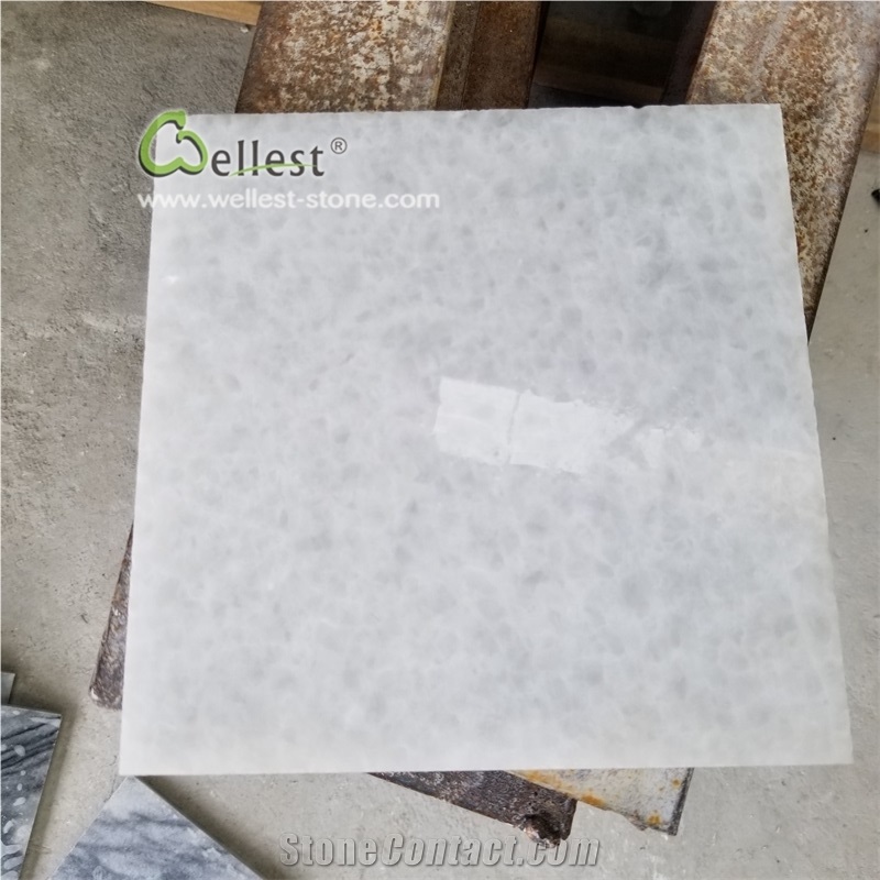 White Onyx Polished Floor Tile with Grain Veins