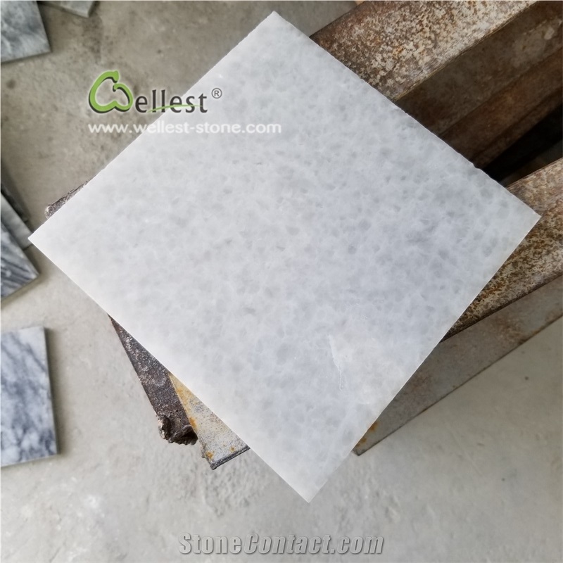 White Onyx Polished Floor Tile with Grain Veins