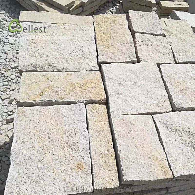 Yellow Beige Loose Stone Wall Cladding Facade
