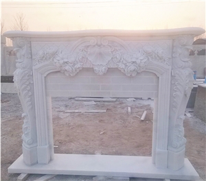 Hand Carved Stone Mantel Marble Fireplace Surround