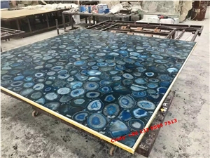 Transparent Blue Agate Semiprecious Stone Slabs