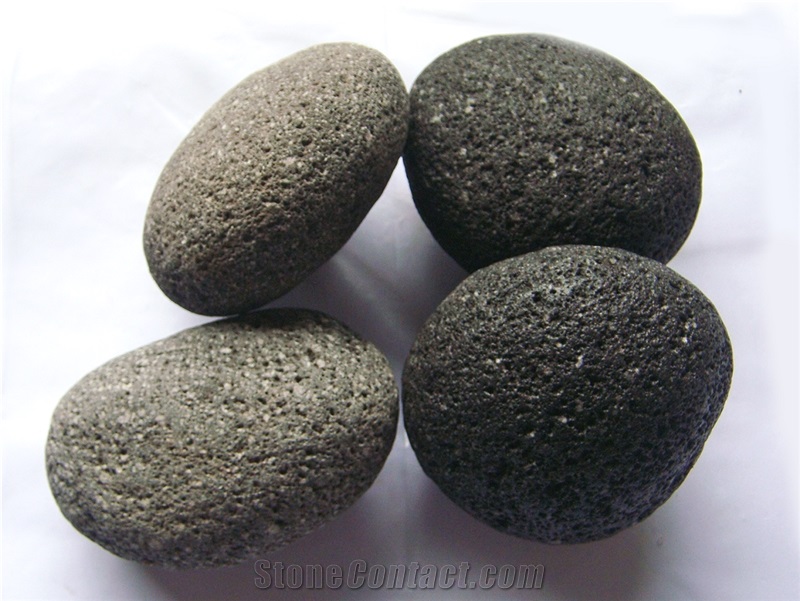 Black Lava Pebbles for Firepits Decorative Stone