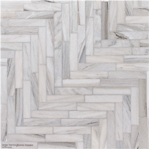 Skyline White Marble-Honed-Herringbone Mosaic