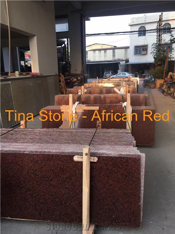 African Red Granite Slabs Bathroom Kitchen Tiles