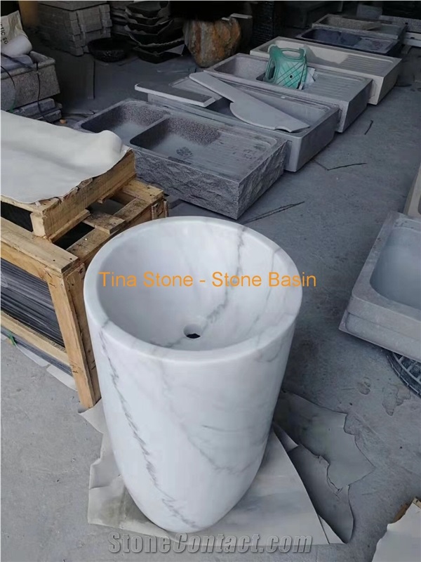 Carrara White Kitchen Bathroom Vessel Sink Basin