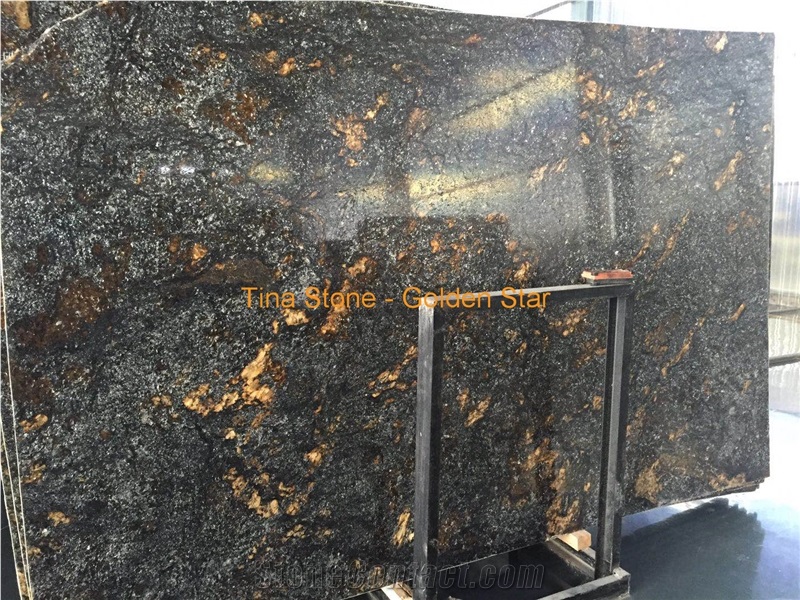 Golden Star Black Granite Slab Floor Wall Covering