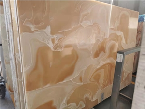 Yellow Artificial Onyx Polished Slab Wall Tile