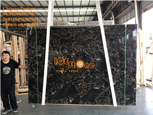 China Athen Black Gold Portoro Marble Slabs Tiles