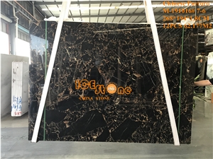 China Athen Black Gold Portoro Marble Slabs Tiles