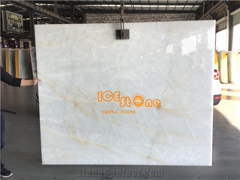 Ice White Onyx Slabs Tiles China Bookmatch Walling