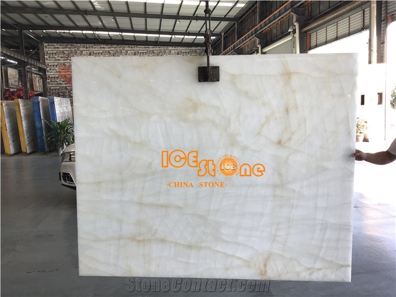 Ice White Onyx Slabs Tiles China Bookmatch Walling
