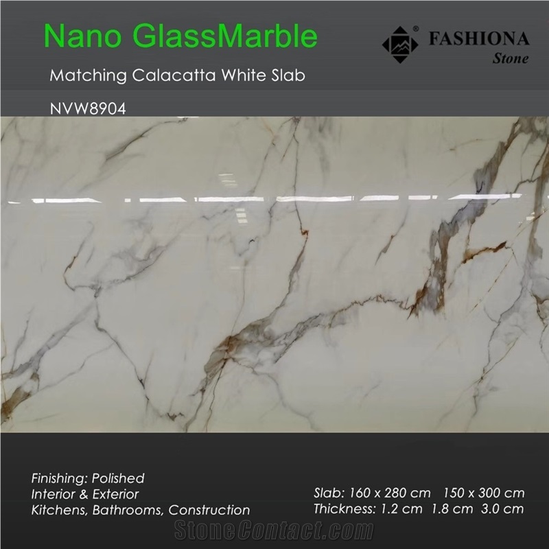 Calacatta Whithe Artificial Glass Marble Slab