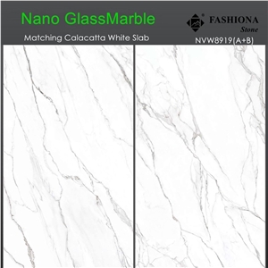 Matching Calacatta White Glass Marble Slab