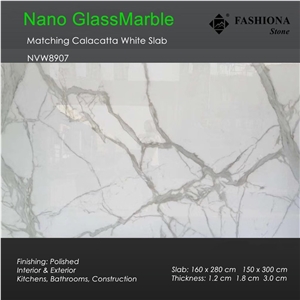 Nano Bookmatched Glass Marble Slabs Nano Stone Slabs