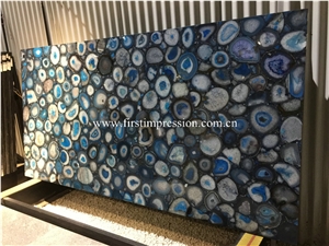 Blue Agate Slabs,Gemstone Tiles for Wall