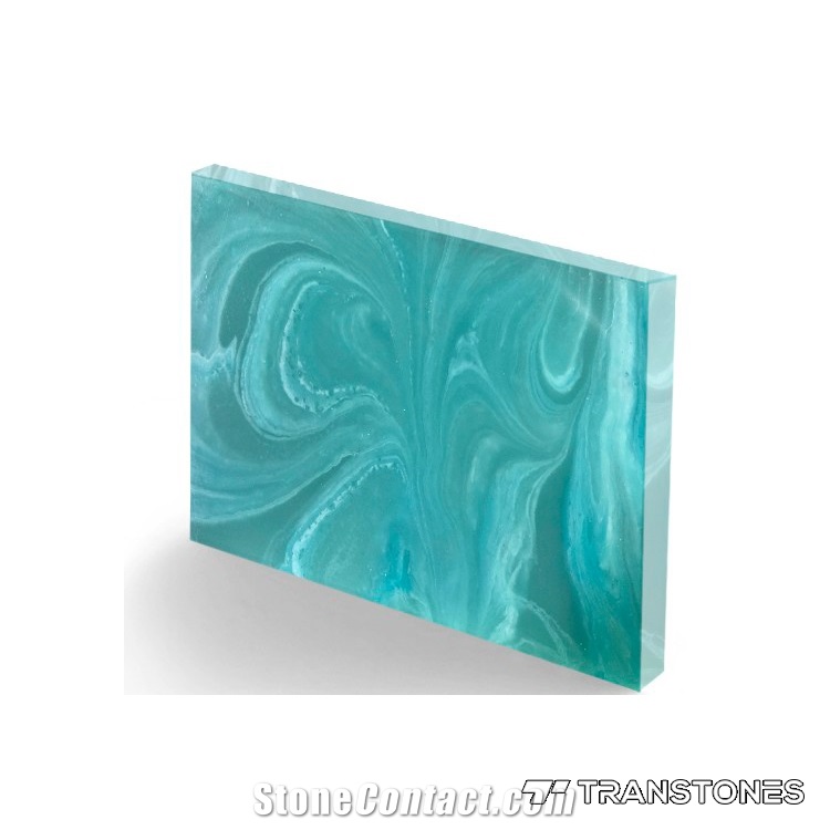 Translucent Stone Lake Blue Alabaster Sheet