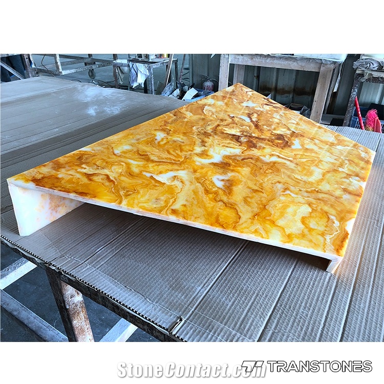 Transtones Yellow Faux Alabaster Sheet for Bar Counter