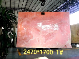 Afghan Pink Onyx Slab Wall Covering Vanity Top Use