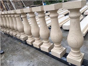 Beige Sandstone Balustrade Stair Handrail Plinth