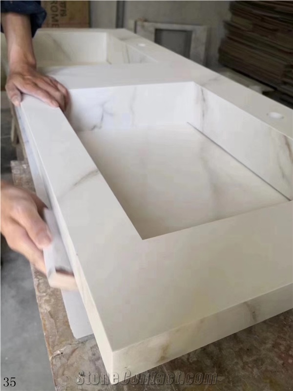 Bianco Calacatta White Marble Vanity Countertop