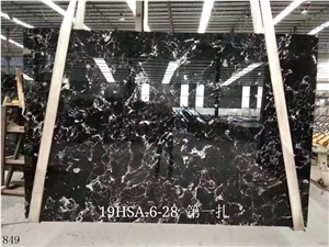 Century Black Ice Flower Marble Slab Kitchen Tile