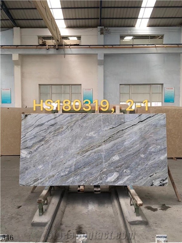 China Changbai Blue Jade Marble Danube Slab Tile