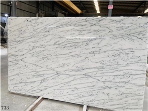 China Crystal Fine Lines Snow White Marble Slab