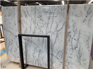 China Crystal Fine Lines Snow White Marble Slab