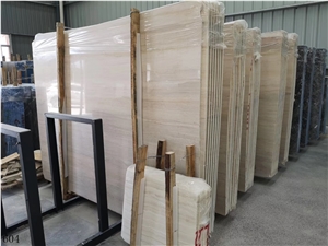 China Ginkgo Wood Grain Beige Marble Slab Floor