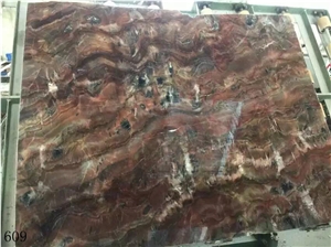 China Louis Red Agate Onyx Marble Slab Tile Floor
