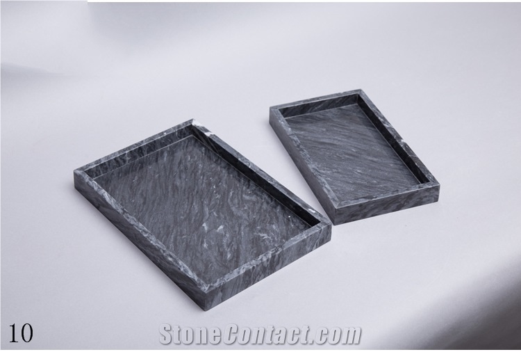 China Natural Stone Black Marble Plate Tray Dish