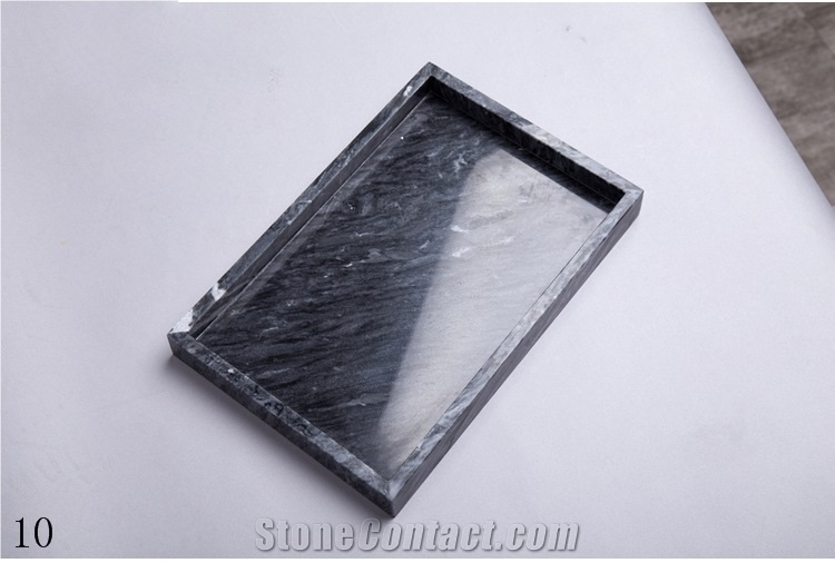 China Natural Stone Black Marble Plate Tray Dish