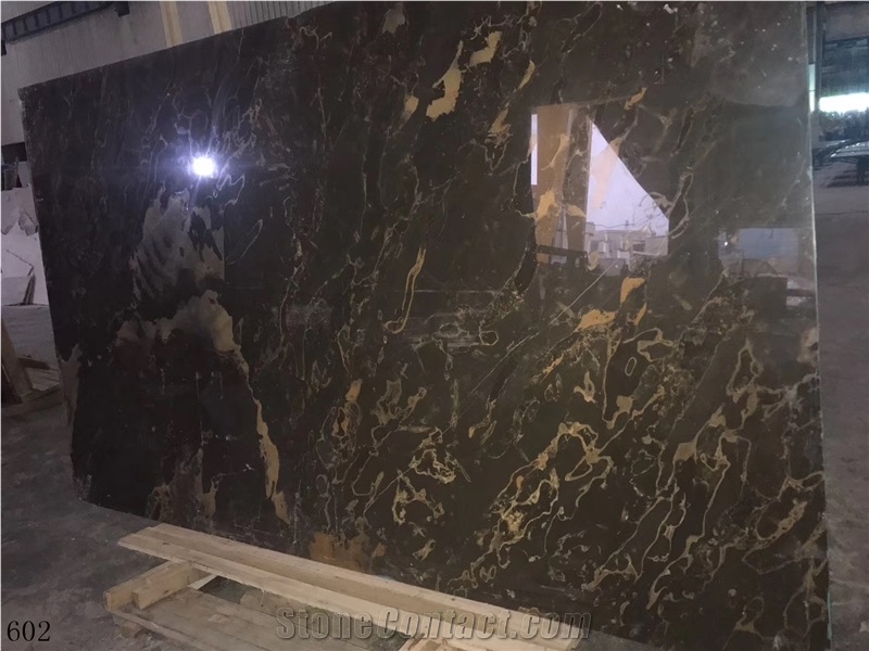 China Nero Marfilia Portoro Black Marble Slab Tile