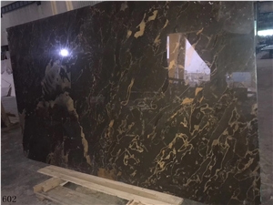 China Nero Marfilia Portoro Black Marble Slab Tile