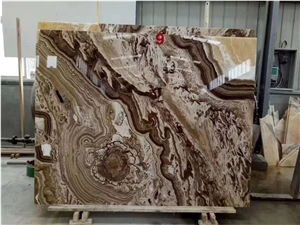 Gold Brown Onyx Slabs China Jady Wall Panel Tiles