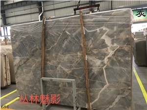 Gray Cloud Marble Louis Black Slab Wall Covering
