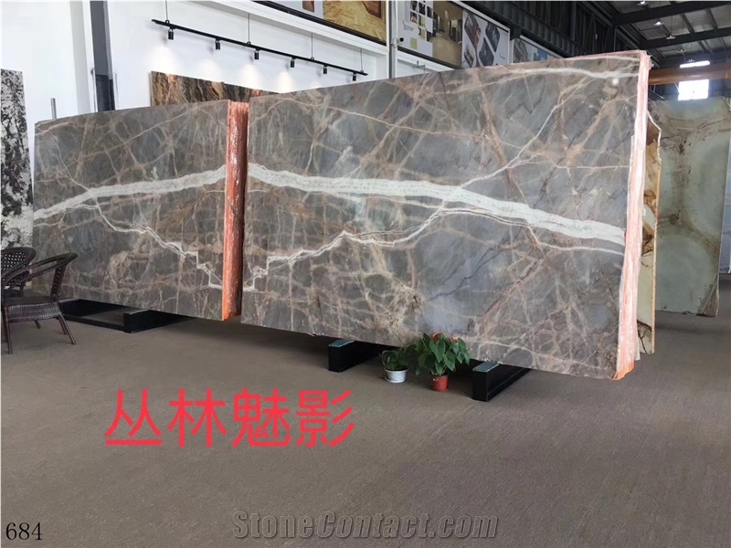 Gray Cloud Marble Louis Black Slab Wall Covering