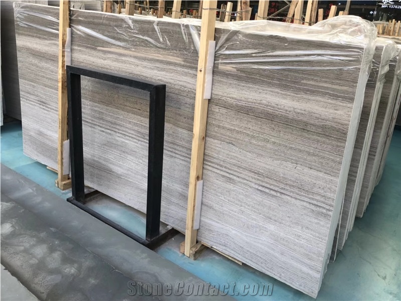 Grey Wooden Grain Marble Slabs Floor Tiles China