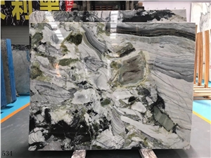 White Beauty Marble Ice Jade Green Polished Slab For Project