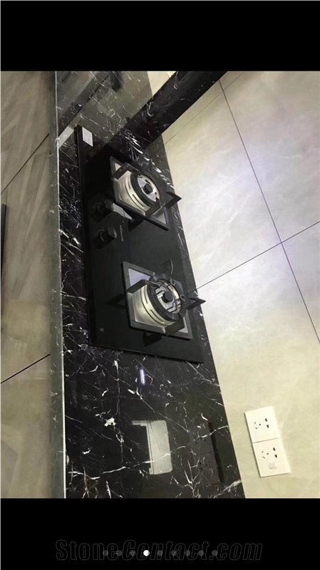 Italy Black White Vein Marble Slabs for Countertop
