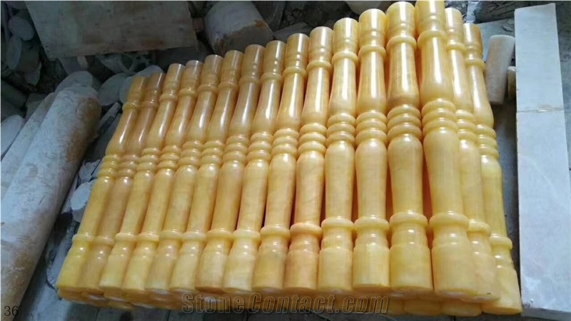 Miel Yellow Onyx Stair Case Balustrade System