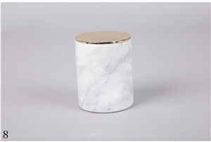 Natural Stone White Black Marble Candle Holder
