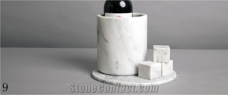 Natural Stone White Marble Red Wine Bucket Rack