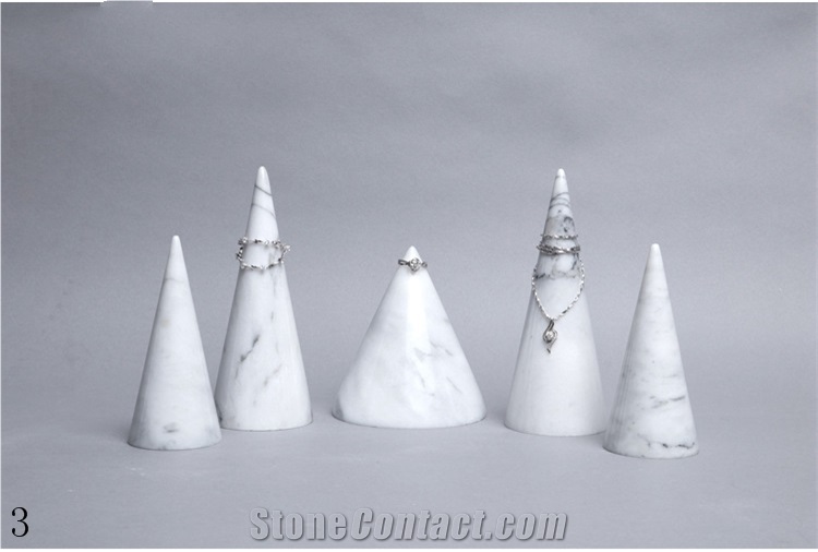 Natural White Marble Stone Jewelry Rack