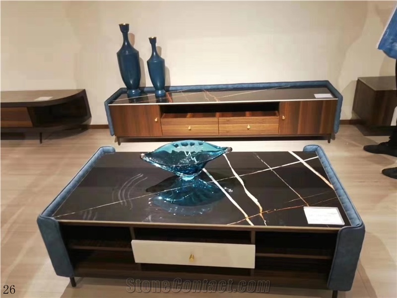Noir Aziza Black Marble Desk Top Stone Table