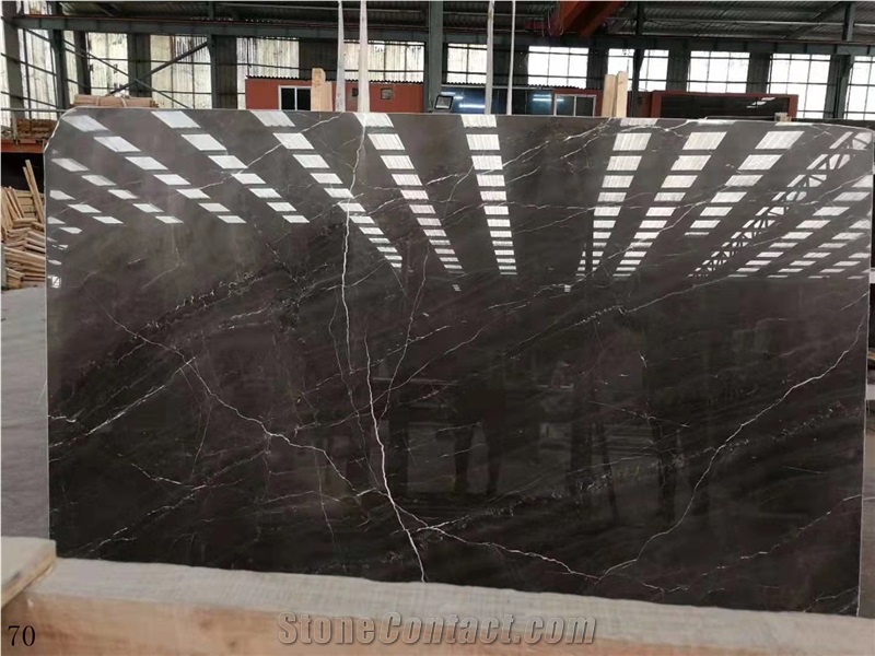Noir St. Laurent White Vein Marble Slab Wall Panel