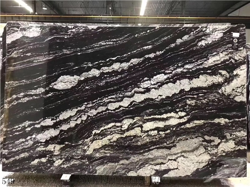Space Black Cosmic Granite Slab Walling Tile Use