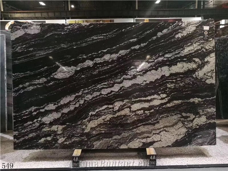 Space Black Cosmic Granite Slab Walling Tile Use