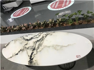 Stone Landscape White Marble Table Top Bar Desk